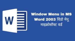 Window Menu in MS Word 2003