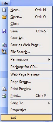 File Menu in MS PowerPoint 2003