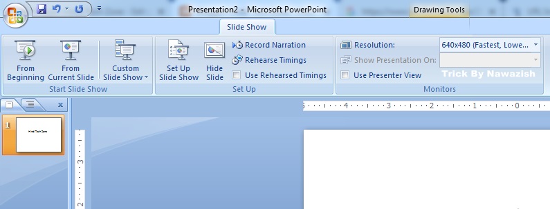 Slide Show Tab MS PowerPoint 2007